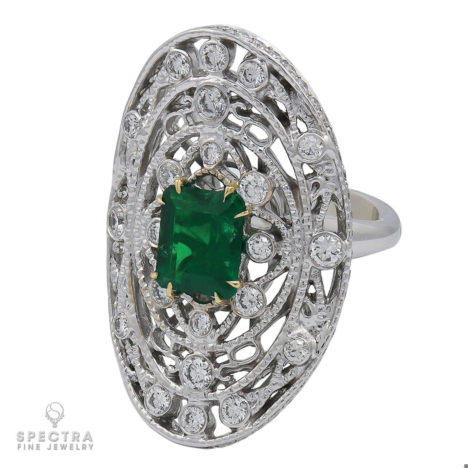 Spectra Fine Jewelry 2.18 ct. Colombian Emerald Diamond Cocktail Ring