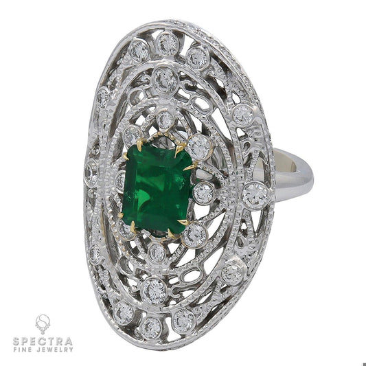 Spectra Fine Jewelry 2.18 ct. Colombian Emerald Diamond Cocktail Ring
