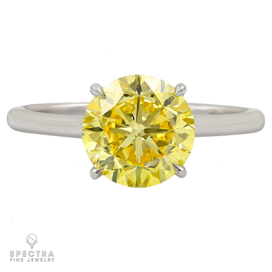Spectra Fine Jewelry 2.37 ct. Fancy Vivid Yellow Diamond Solitaire Ring