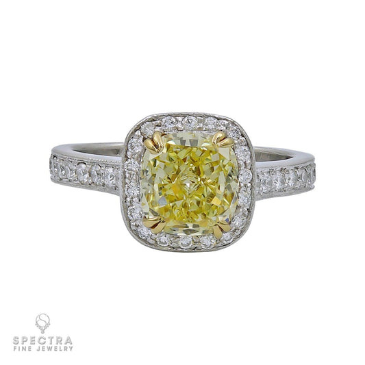 Spectra Fine Jewelry 2.45 ct. Natural Yellow Diamond Platinum Engagement Ring
