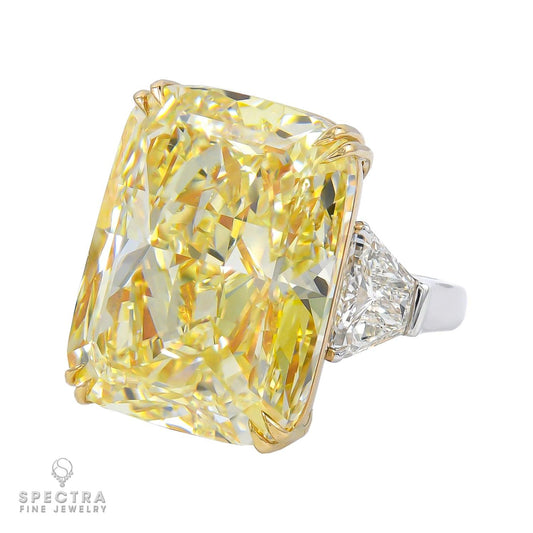 Spectra Fine Jewelry 35.52ct Cushion Fancy Yellow Diamond Ring
