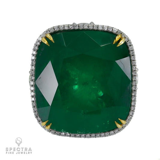 Spectra Fine Jewelry 36.29 cts. Colombian Emerald Diamond Cocktail Ring