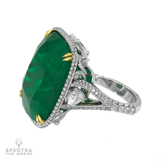 Spectra Fine Jewelry 36.29 cts. Colombian Emerald Diamond Cocktail Ring