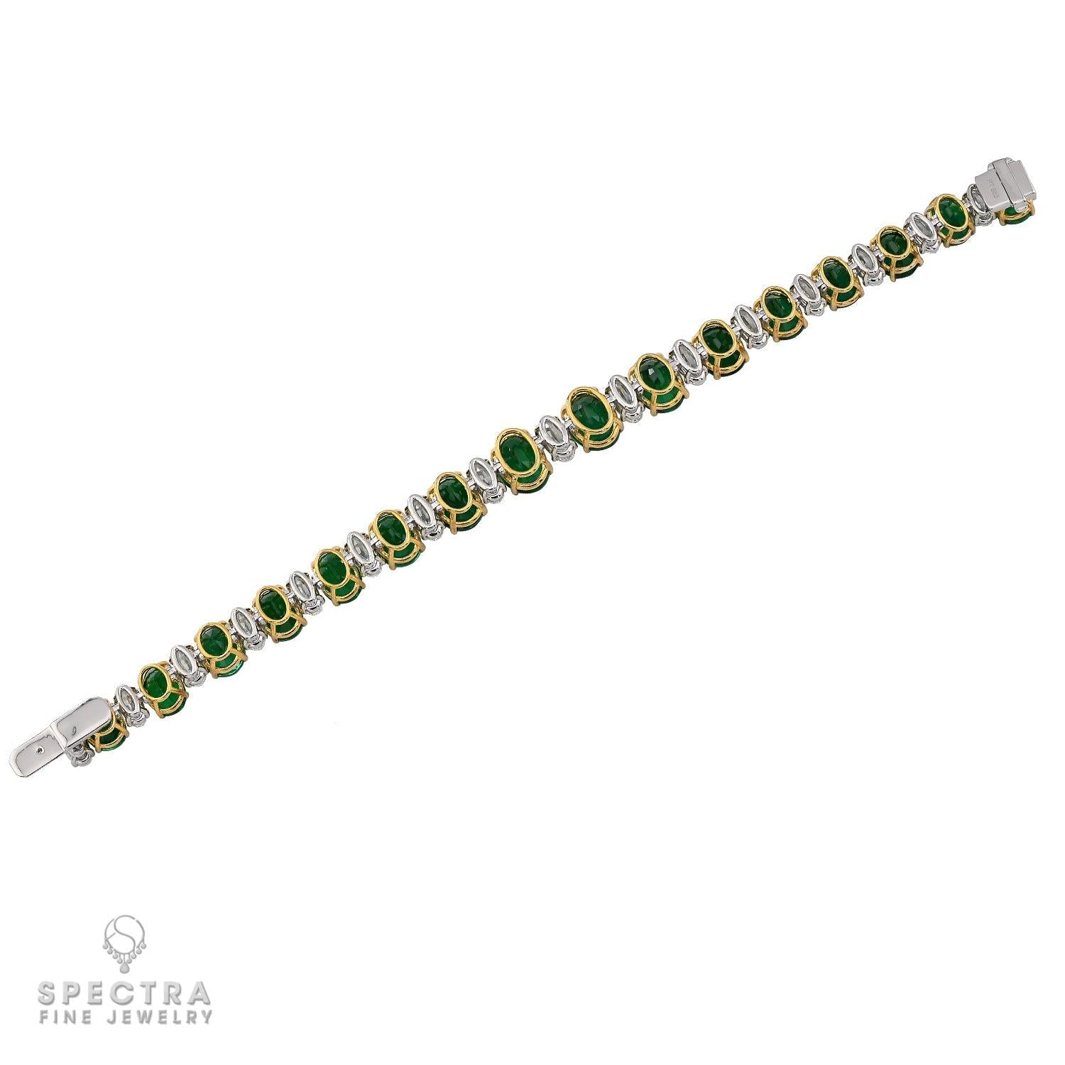 Spectra Fine Jewelry 37.24cts. Emerald Diamond Bracelet