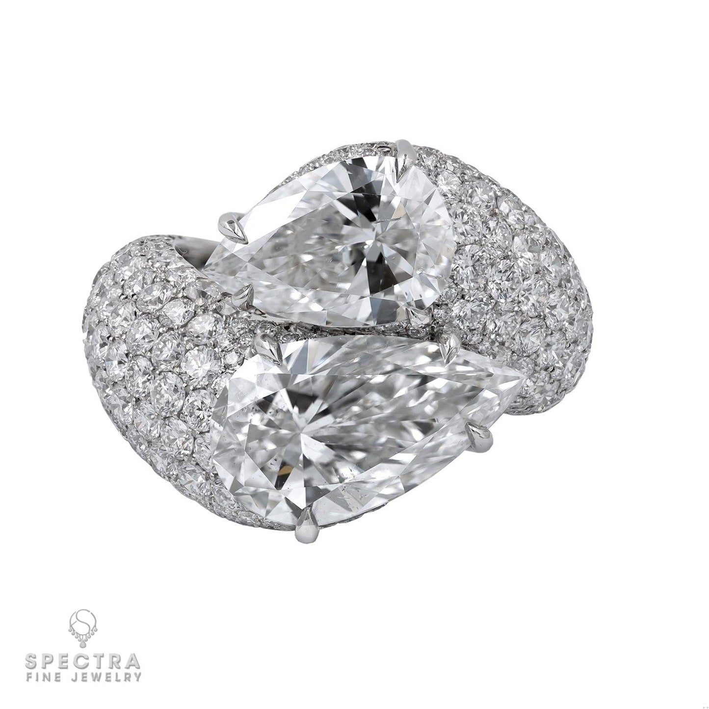 Spectra Fine Jewelry 5.02 ct. & 3.02ct Pear-Shaped Diamond Bypass Ring