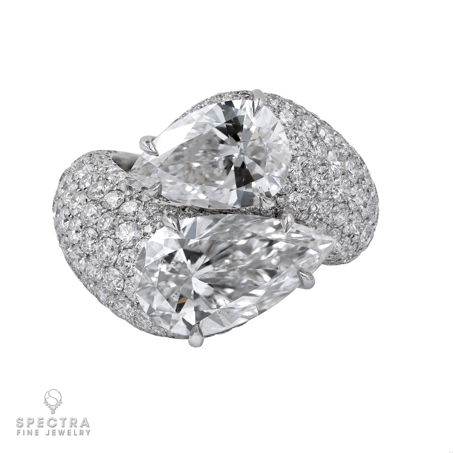 Spectra Fine Jewelry 5.02 ct. & 3.02ct Pear-Shaped Diamond Bypass Ring