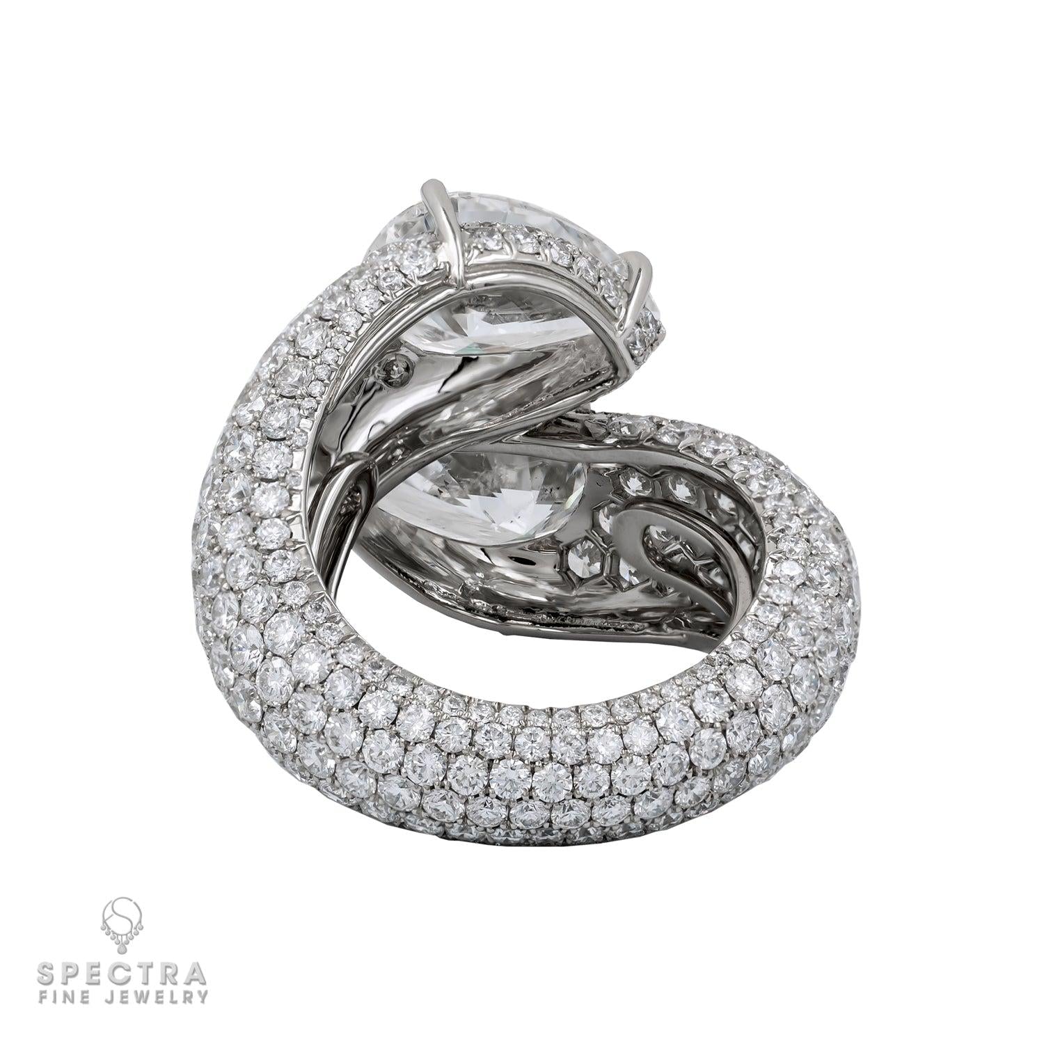 Spectra Fine Jewelry 5.02 ct. & 3.02ct Pear-Shaped Diamond Bypass Ring