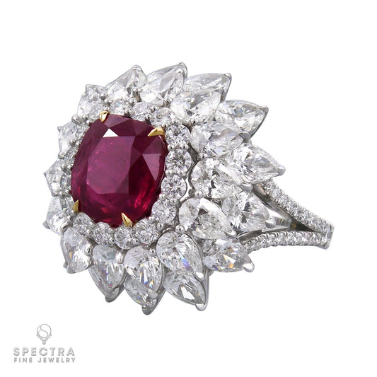 Spectra Fine Jewelry 5.02ct Ruby Diamond Halo Cocktail Engagement Ring
