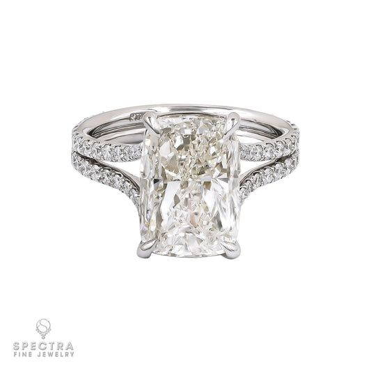 Spectra Fine Jewelry 5.04ct Cushion Cut  Diamond Double Shank Ring
