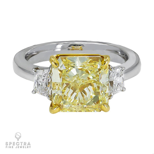 Spectra Fine Jewelry 5.05 Carat Fancy Intense Yellow Diamond Engagement Ring