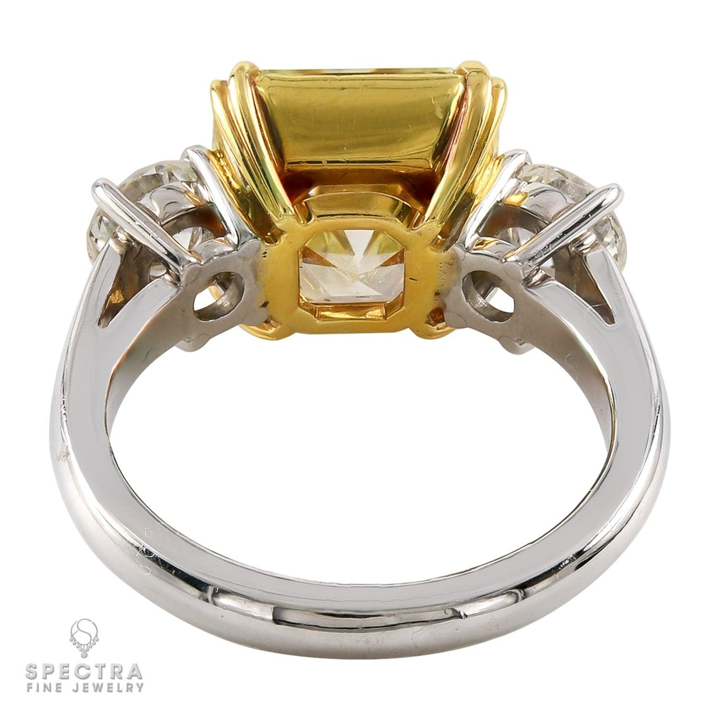 Spectra Fine Jewelry 5.67cts.Green Yellow Diamond Three-Stone Engagement Ring