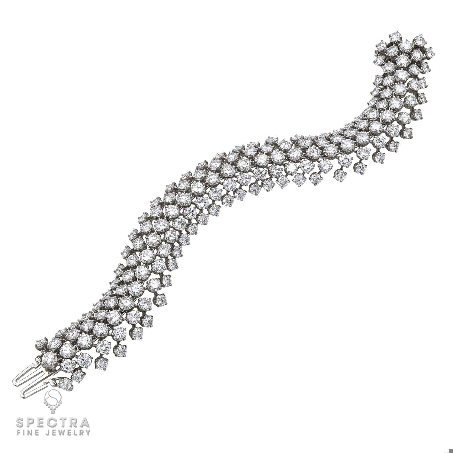 Spectra Fine Jewelry 5 Row Diamond Bombe Platinum Bracelet