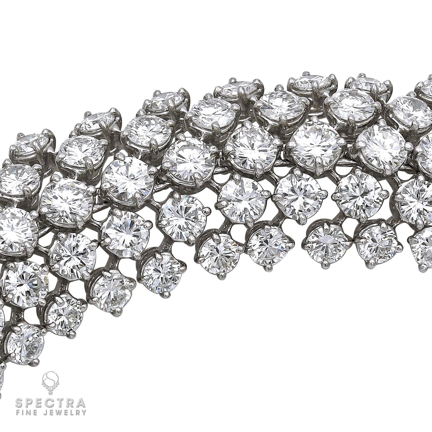 Spectra Fine Jewelry 5 Row Diamond Bombe Platinum Bracelet