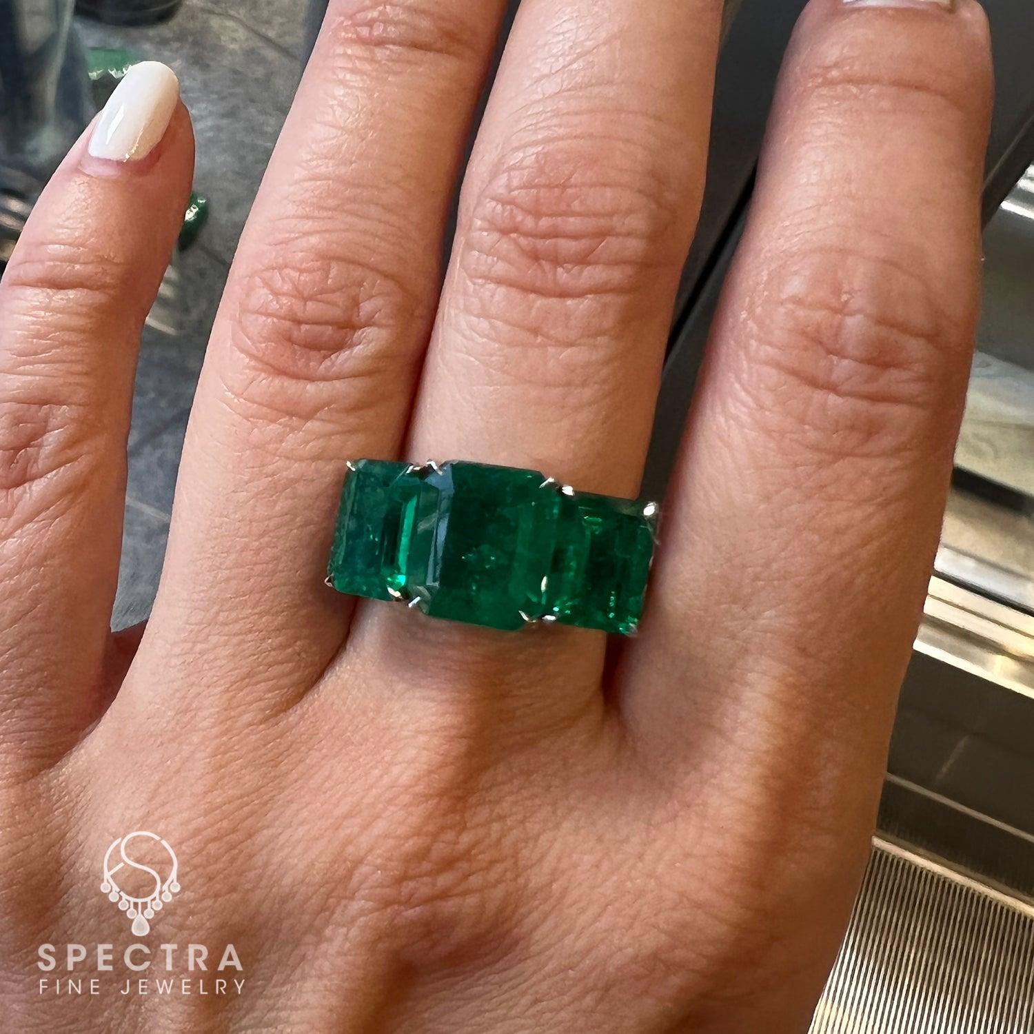 Spectra Fine Jewelry 6.52 cts. Emerald Three-Stone Engagement Ring