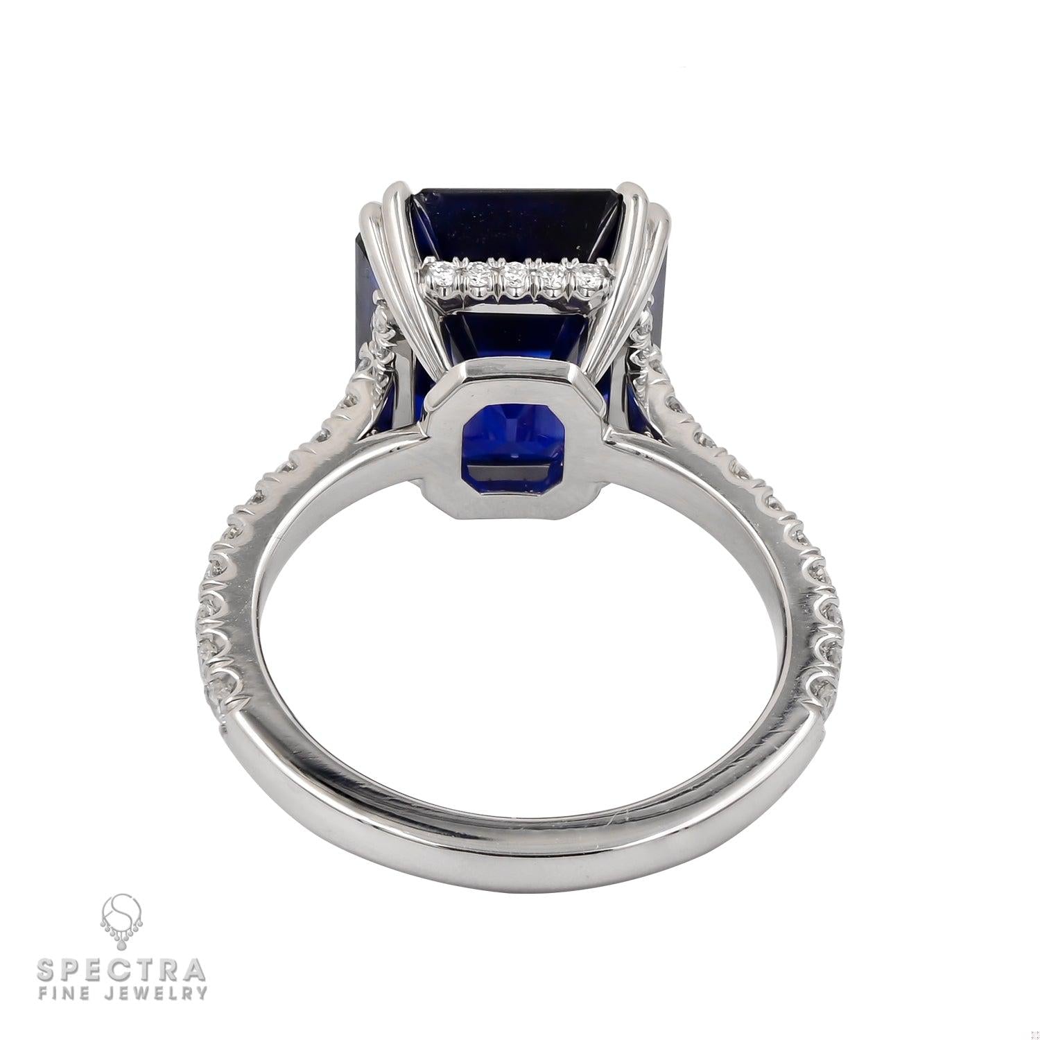 Spectra Fine Jewelry 8.06ct Ceylon Sapphire Diamond Pave Engagement Ring