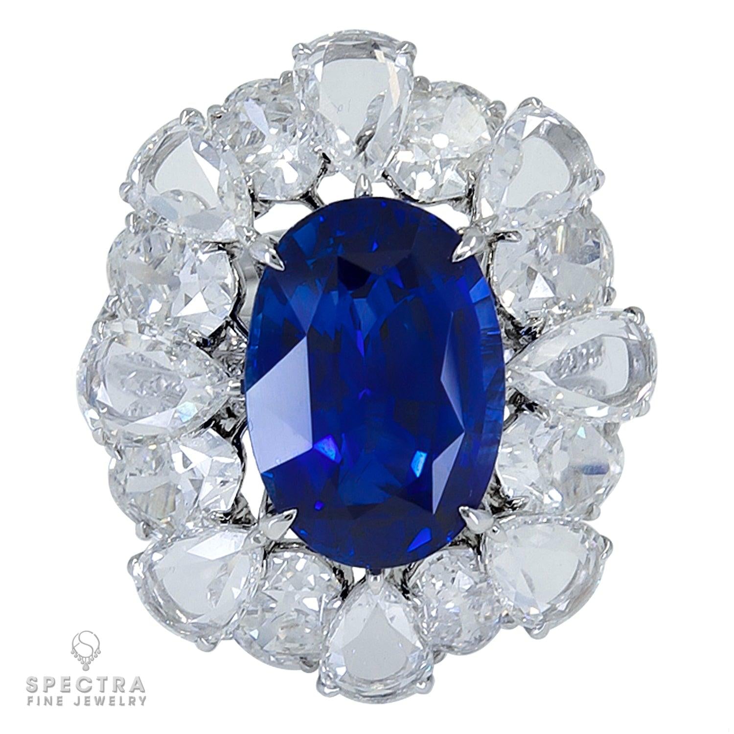 Spectra Fine Jewelry 9.01 ct. Sapphire No Heat, Diamond Ring in 18K White Gold