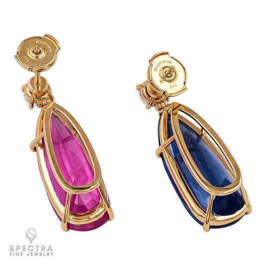 Spectra Fine Jewelry Burmese Blue Pink Sapphire Diamond Drop Earrings