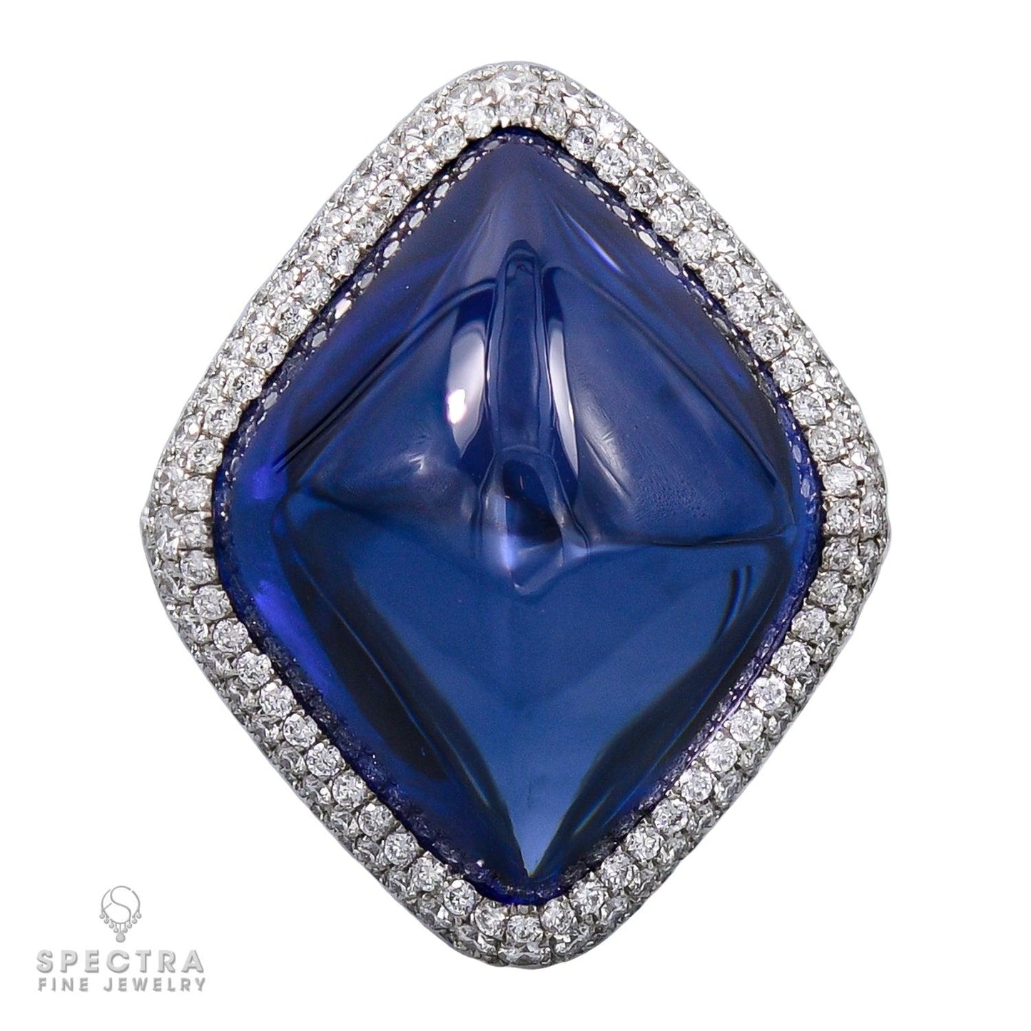 Spectra Fine Jewelry Certified 38.53 Carat Sugarloaf Sapphire Diamond Ring