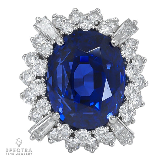 Spectra Fine Jewelry Ceylon Sapphire Diamond Halo Cocktail Engagement Ring 19.28