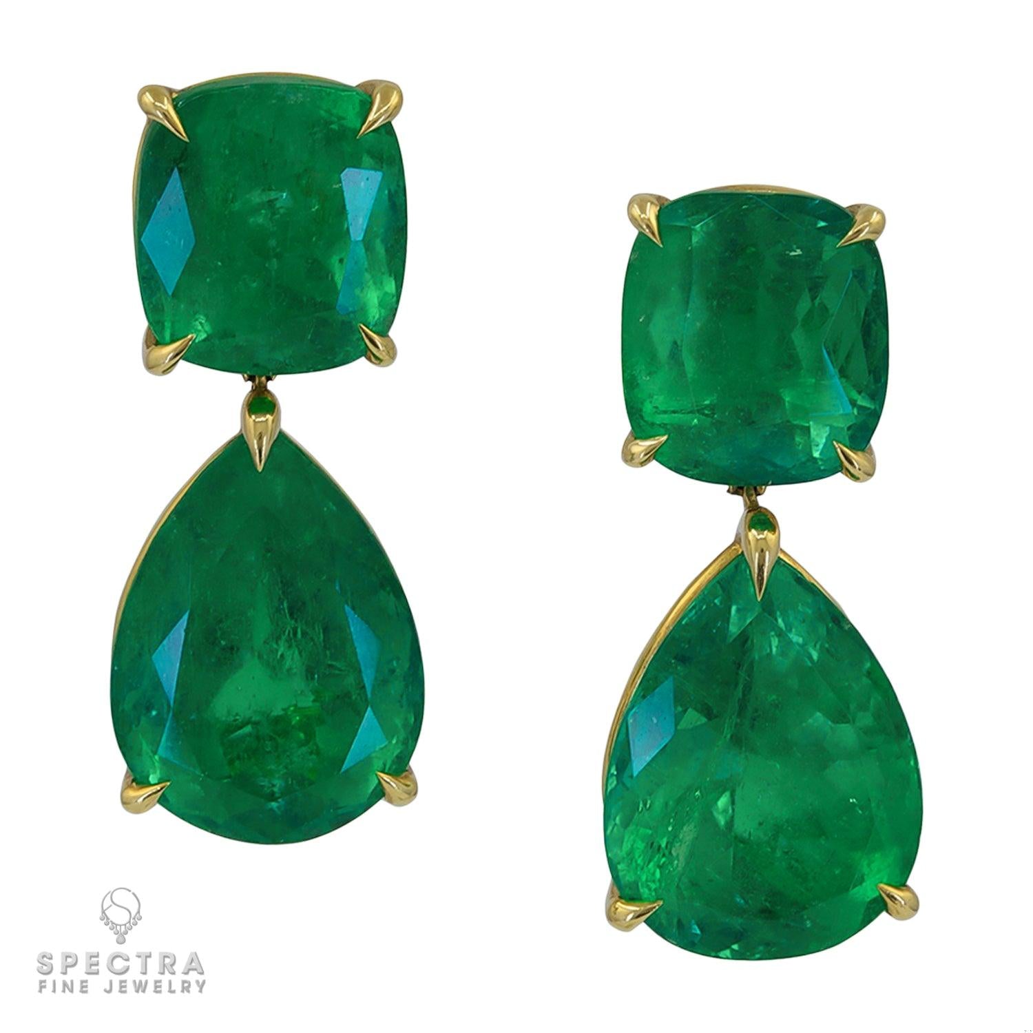 Spectra Fine Jewelry Colombian Emerald Classic Drop Earrings 31.88ct