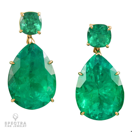 59.0ct Colombian Emerald Drop Earrings | Spectra Fine Jewelry