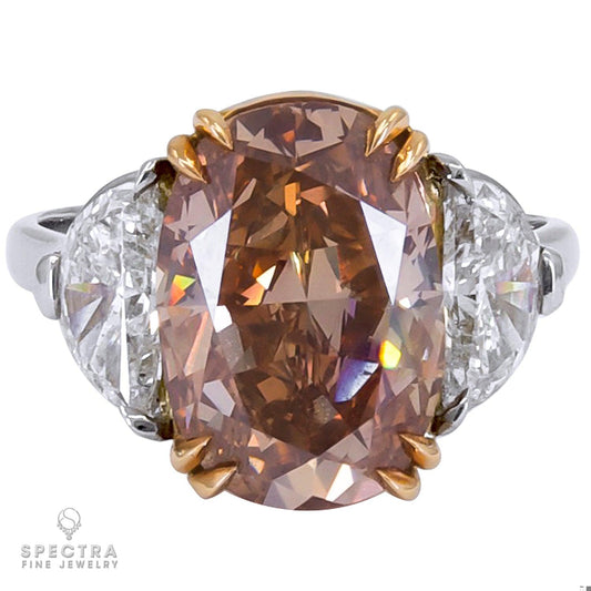 Spectra Fine Jewelry 5.16ct Fancy Brown-Orange Diamond Platinum & 18K Gold Ring