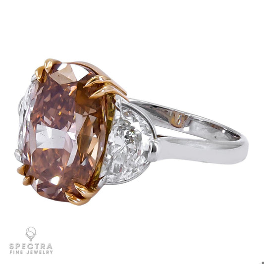 Spectra Fine Jewelry 5.16ct Fancy Brown-Orange Diamond Platinum & 18K Gold Ring