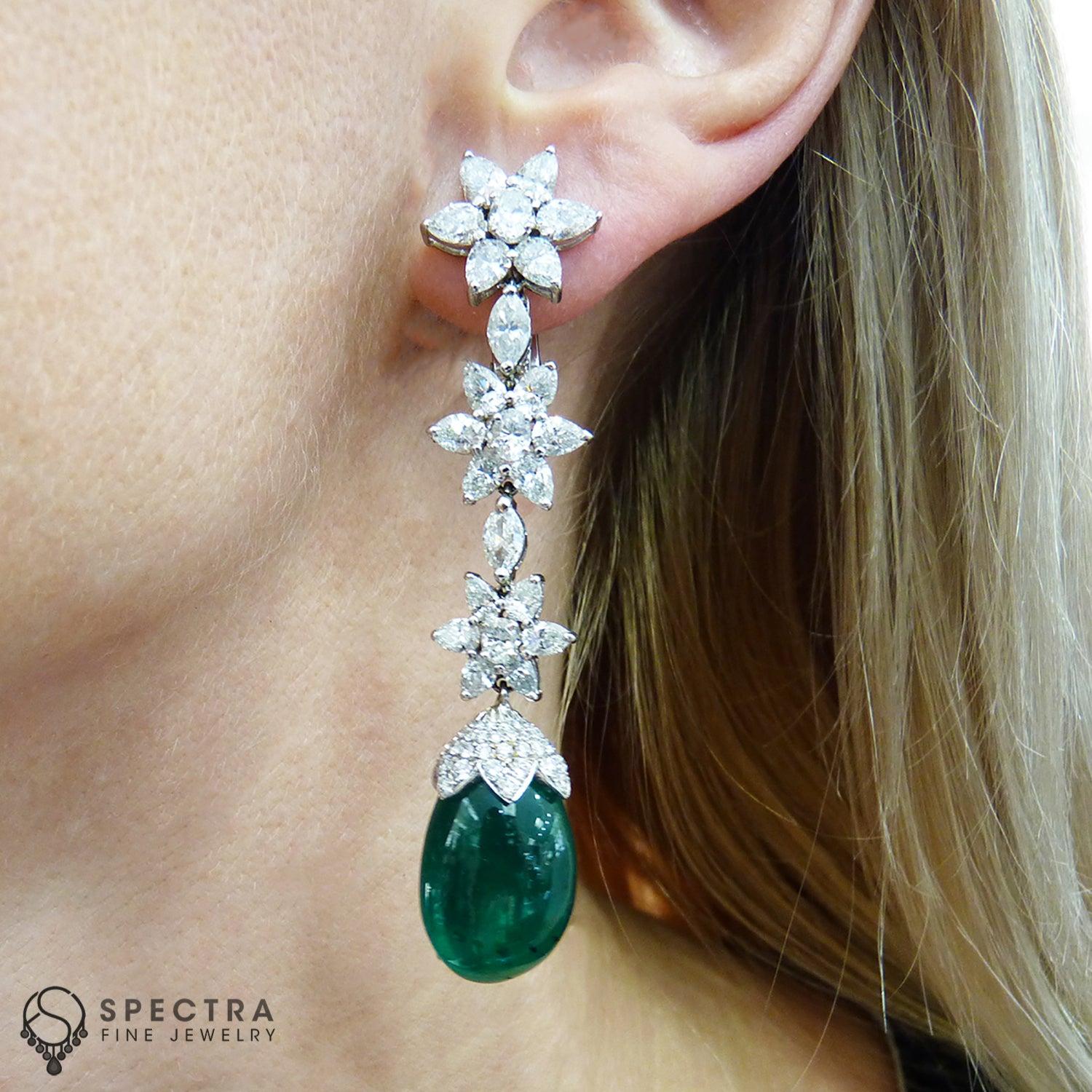 Spectra Fine Jewelry Diamond Emerald Drop Earrings