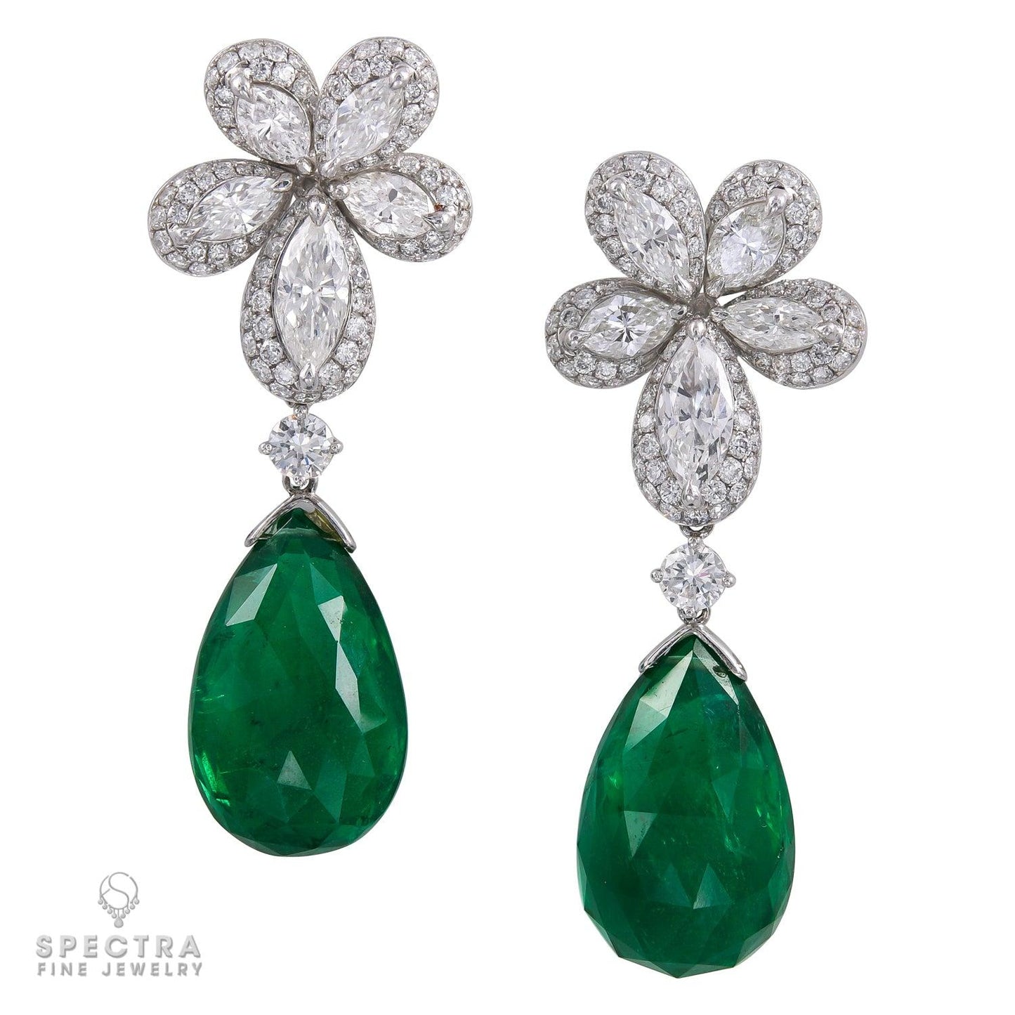 Spectra Fine Jewelry Diamond Emerald Drop Earrings