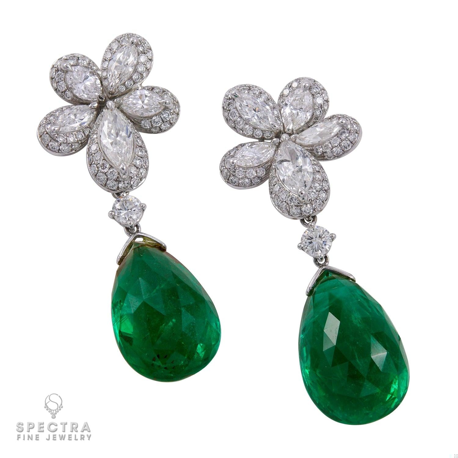 Spectra Fine Jewelry Diamond Emerald Drop Earrings