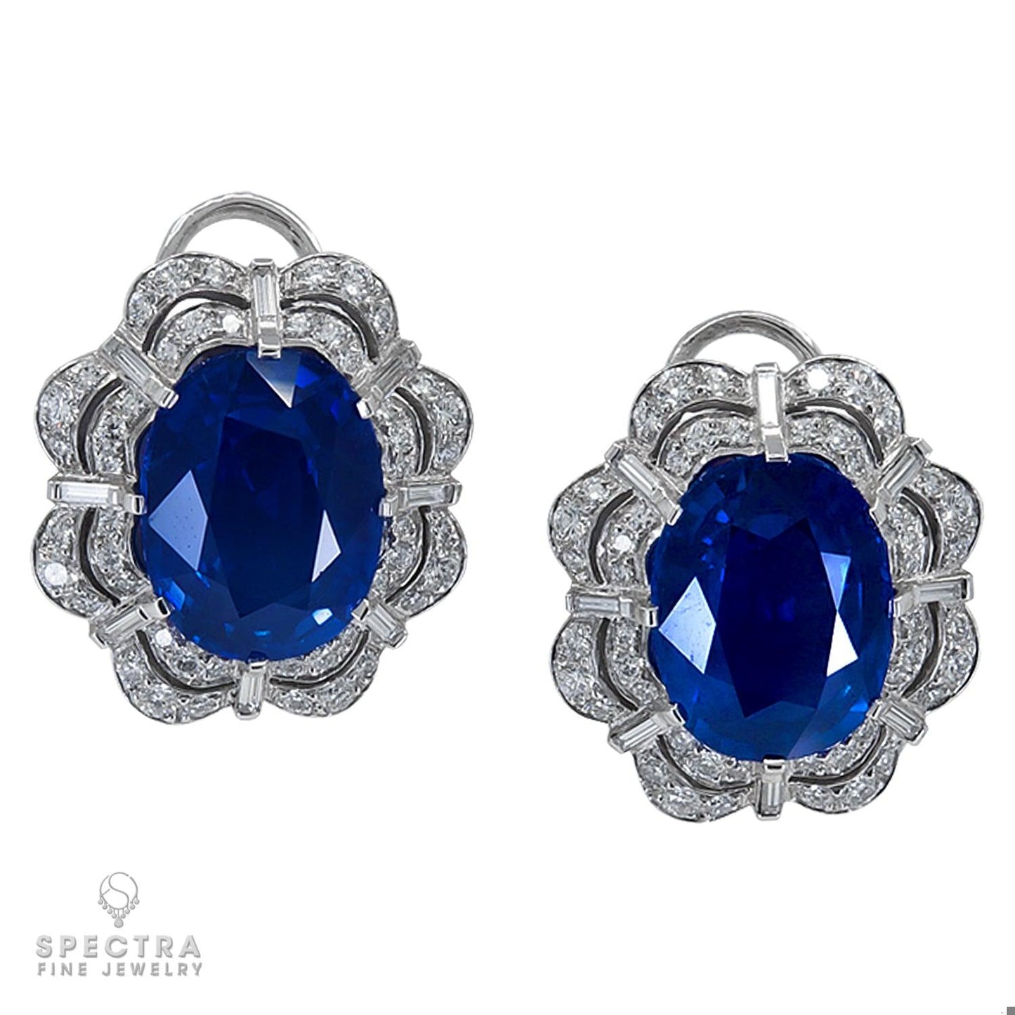 Spectra Fine Jewelry Edwardian Revival Sapphire Diamond Button Earrings