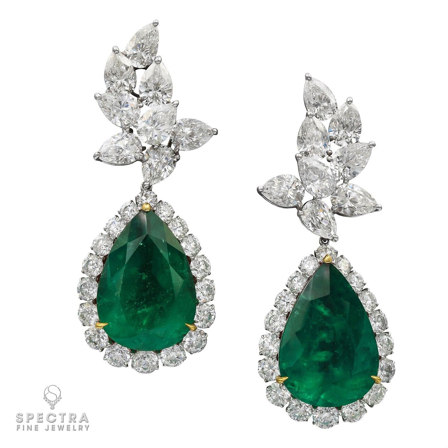Spectra Fine Jewelry Emerald Cluster Diamond Halo Convertible Drop Earrings