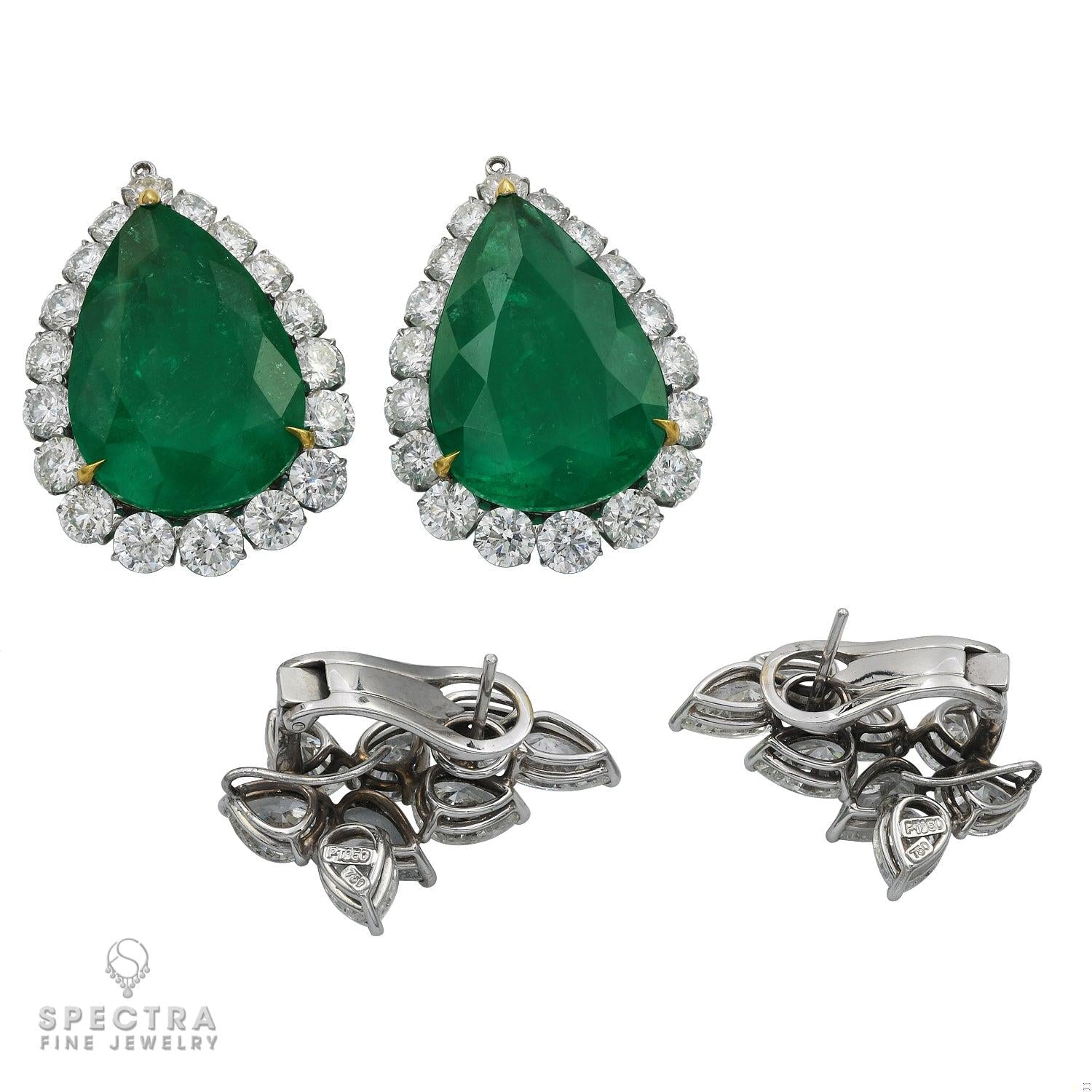 Spectra Fine Jewelry Emerald Cluster Diamond Halo Convertible Drop Earrings