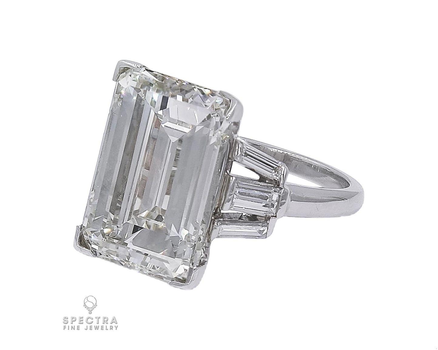 Spectra Fine Jewelry, GIA Certified 11.96 Carat Emerald-Cut Diamond Ring