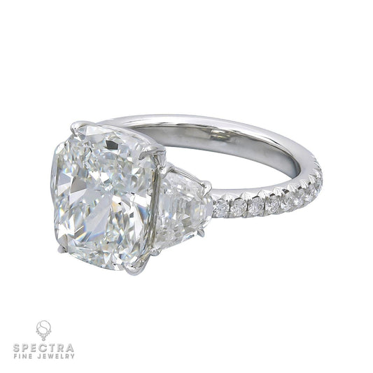 Spectra Fine Jewelry GIA Certified 4.55 Carat H Color Cushion Diamond Ring