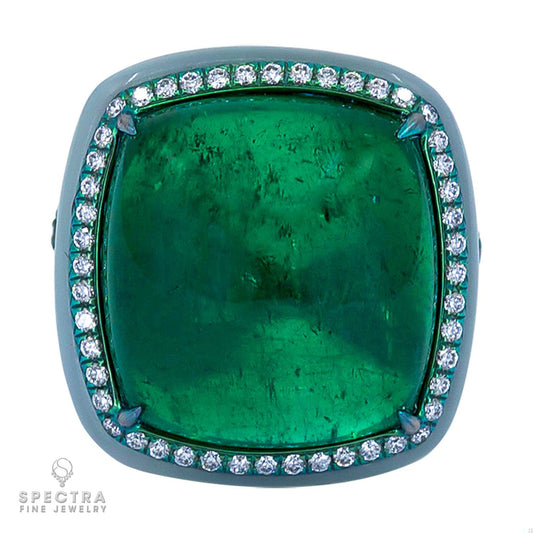 Spectra Fine Jewelry GRS Certified 17.76 Carat Colombian Emerald Diamond Cocktai