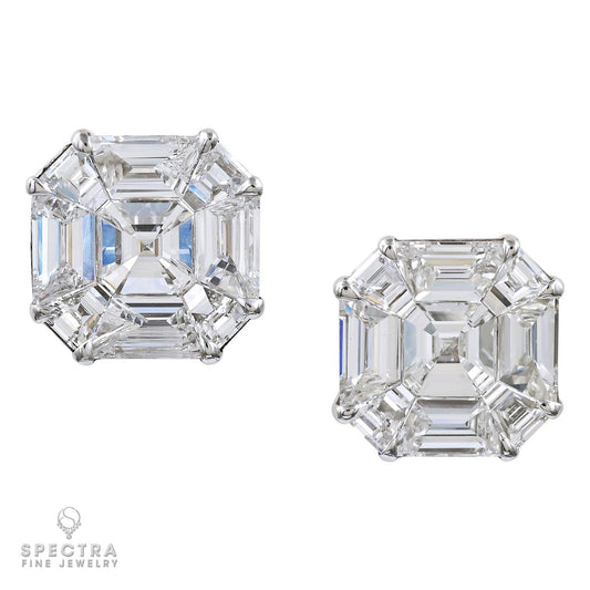 Spectra Fine Jewelry Illusion Ascher Diamond Stud Earrings 10.74ct
