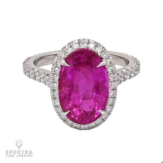 Spectra Fine Jewelry Madagascar Pink Sapphire Diamond Halo Cocktail Ring