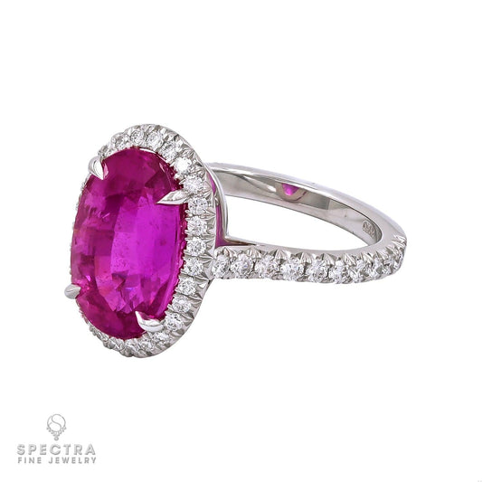 Spectra Fine Jewelry Madagascar Pink Sapphire Diamond Halo Cocktail Ring