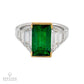 Spectra Fine Jewelry Platinum Colombian Emerald and Trapezoid Diamond Ring