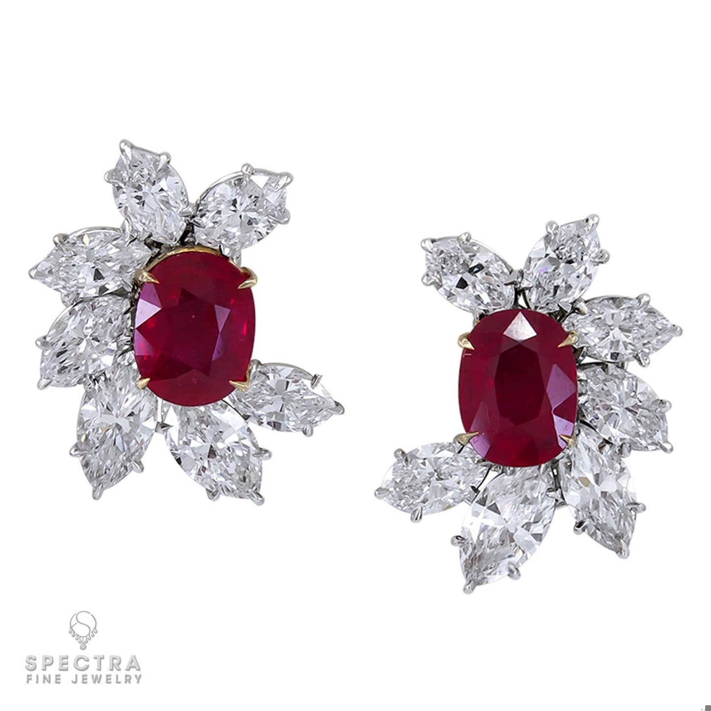 Spectra Fine Jewelry Ruby Diamond Cluster Earrings