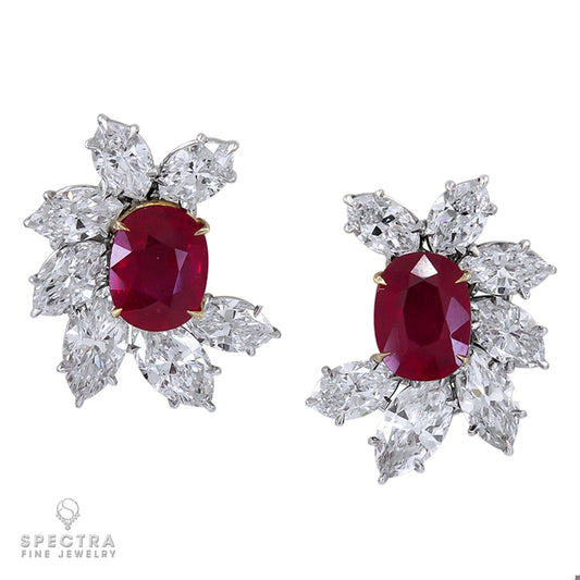 Spectra Fine Jewelry Ruby Diamond Cluster Earrings