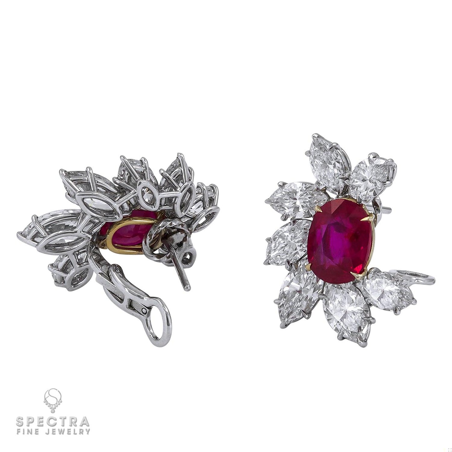 Spectra Fine Jewelry Ruby Diamond Cluster Earrings