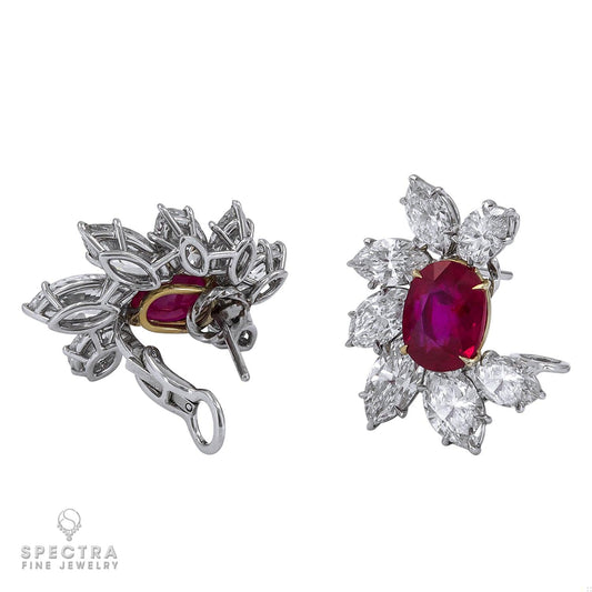 Spectra Fine Jewelry Ruby Diamond Cluster Earrings