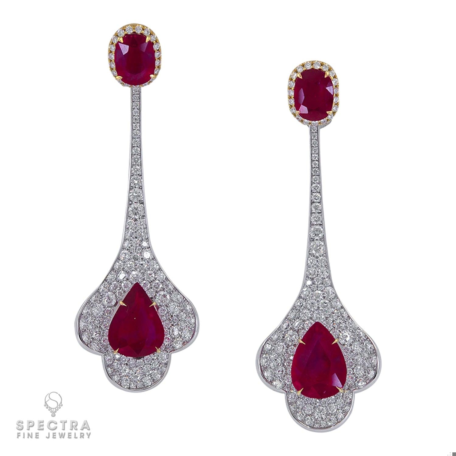Spectra Fine Jewelry Ruby Diamond Drop Earrings 20.24ct