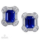 14.40 cts. Sapphire Diamond Halo Platinum Stud Earrings | Spectra Fine Jewelry