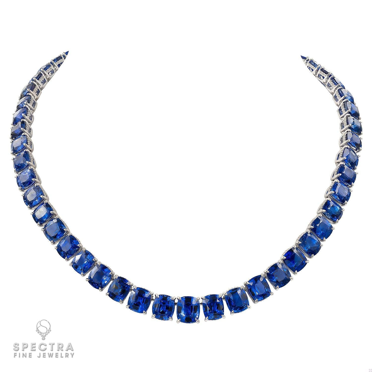 Spectra Fine Jewelry Sapphire Diamond Tennis Necklace