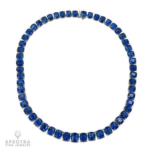 Spectra Fine Jewelry Sapphire Diamond Tennis Necklace