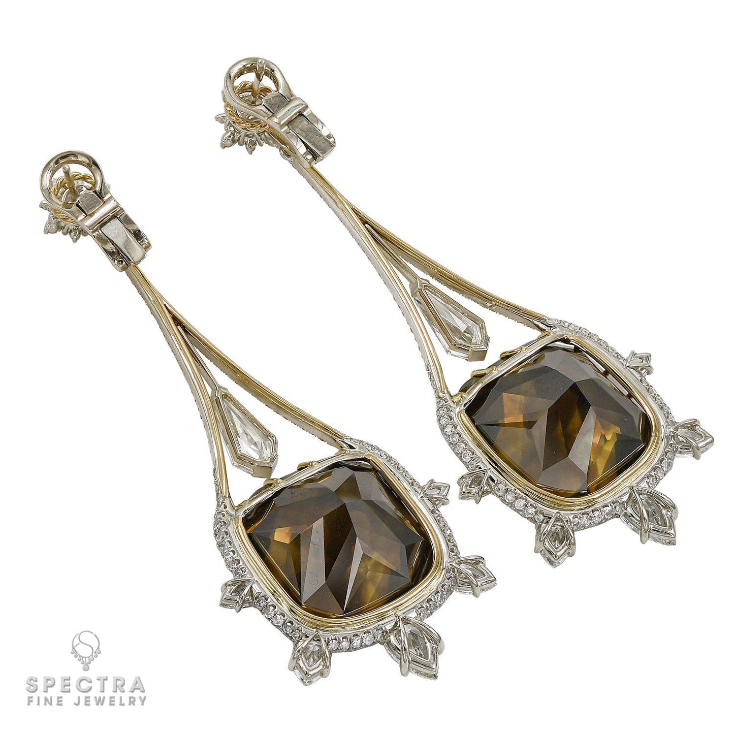 Spectra Fine Jewelry Yellow Brown Fancy Diamond Drop Earrings