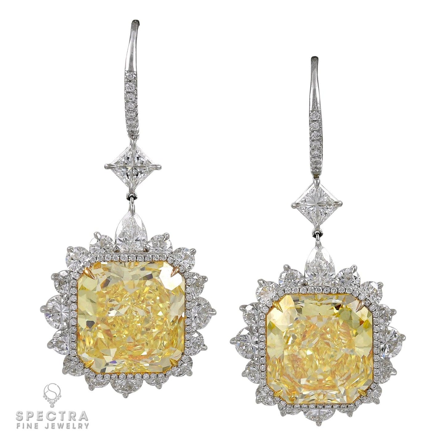 Spectra Fine Jewelry Yellow Diamond Halo Drop Earrings
